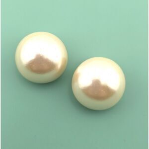 Vintage Les Bernard Faux Pearl Dome Earrings Clip Ons 80's 90's Y2K Old Money